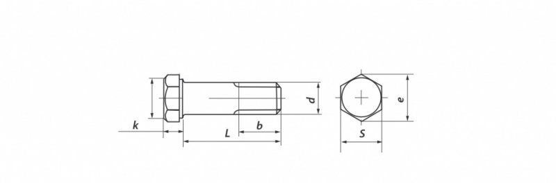Чертёж Болт высокопрочный с шестигранной головкой М20-М30, системы HR ГОСТ 32484.3-2013