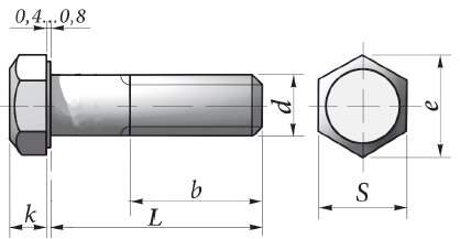 Чертёж Болт высокопрочный с шестигранной головкой с увеличенным размером под ключ для металлических конструкции ГОСТ Р 52644-06